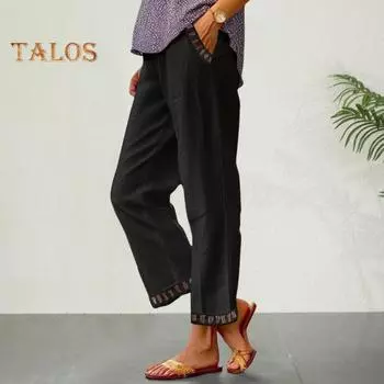 Женские повседневные брюки со средней посадкой и эластичной резинкой на талии, прямые широкие брюки с полостями и карманами, длинные брюки, уличная одежда 3XL светло-синий