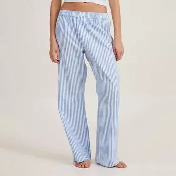 Женские повседневные брюки средней посадки, длинные брюки, широкие брюки с полосатым принтом, прямые брюки для отдыха с эластичной резинкой на талии S синий