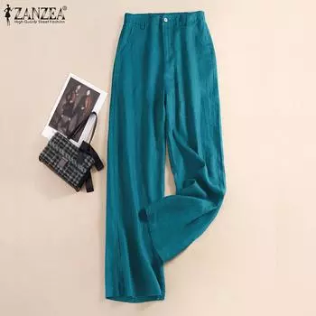 Женские повседневные брюки свободного кроя с эластичной резинкой на талии ZANZEA, однотонные S чёрный