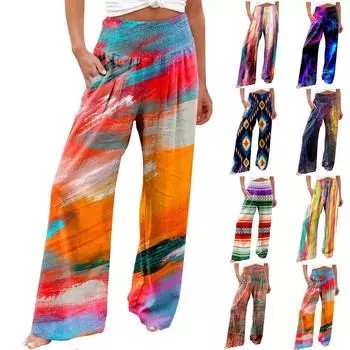 Женские повседневные брюки, свободные мягкие однотонные широкие брюки, длинные брюки с высокой талией, прямые брюки M красный