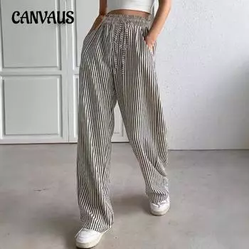 Женские повседневные брюки в полоску Explosive Straight Legs S белый/чёрный