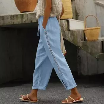 Женские повседневные брюки Yousheng, легкие дышащие универсальные брюки с регулируемой резинкой на талии, удобные карманы, повседневная одежда XL белый