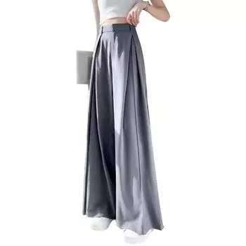 Женские повседневные брюки ZANZEA с эластичной резинкой на спине и широкими штанинами S серый