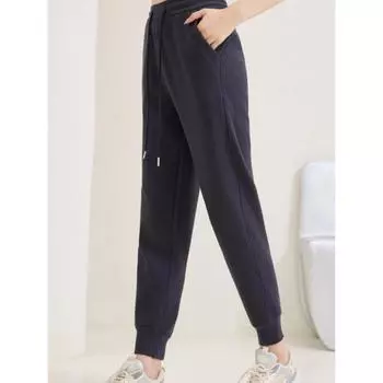 Женские повседневные брюки Зимние женские толстые шерстяные брюки Женская одежда Длинные брюки со шнуровкой M темно-синий