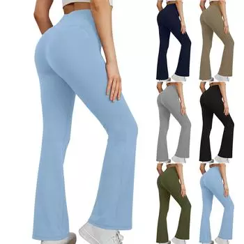 Женские повседневные деловые рабочие брюки, обычные микро-расклешенные брюки для йоги L армия зеленый