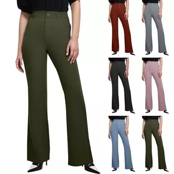 Женские повседневные деловые рабочие брюки с карманами, обычные микро-клеш S