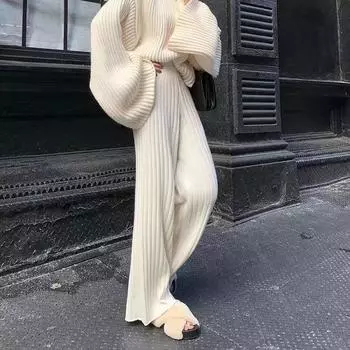 Женские повседневные длинные брюки с высокой талией на осень и зиму one size fits all белый