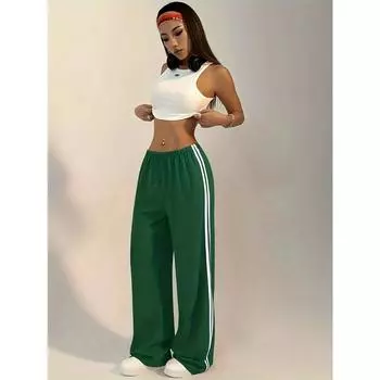 Женские повседневные длинные брюки, универсальные модные брюки, однотонные брюки для девочек на весну и осень XS зелёный