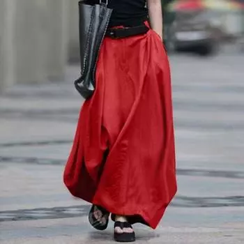 Женские повседневные длинные юбки из хлопка и льна с высокой эластичной талией на молнии спереди XXXXXL чёрный