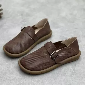 Женские повседневные дышащие сандалии Johnature из натуральной кожи на плоской подошве в стиле ретро с мягкой подошвой 36 белый