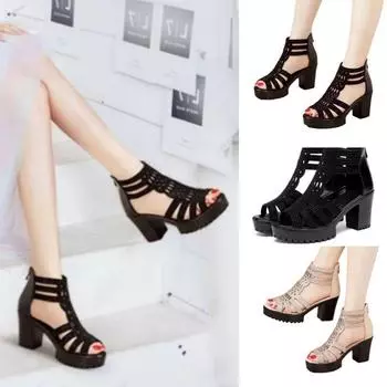 Женские повседневные дышащие сандалии, сандалии с открытым носком, летние сандалии на наклонном каблуке 40 чёрный