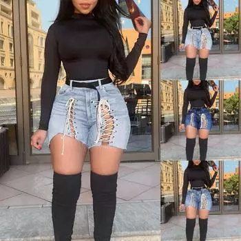 Женские повседневные джинсовые брюки с рваными повязками и средней талией в стиле ретро для вечеринок M