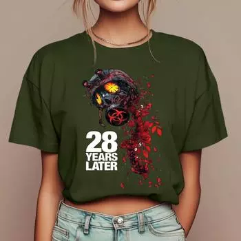 Женские повседневные футболки с принтом для фестиваля, с коротким рукавом, с цветочным коротким рукавом, с круглым вырезом, ретро, с коротким рукавом, летние, повседневные топы L армия зеленый