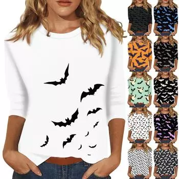 Женские повседневные футболки с рукавом 3/4 и топы с круглым вырезом M бежевый