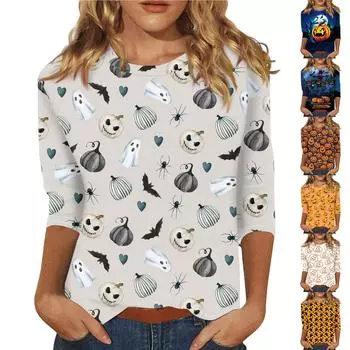 Женские повседневные футболки с рукавом 3/4 и топы с круглым вырезом XXXL золотой