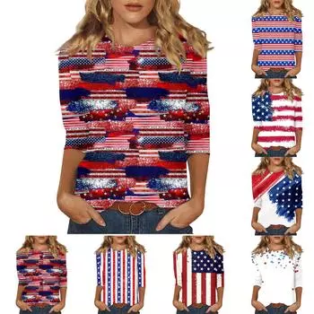 Женские повседневные футболки с рукавом 3/4, топы с круглым вырезом L бежевый