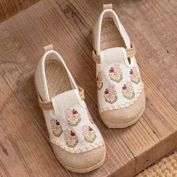 Женские повседневные холщовые мокасины без застежек, легкие дорожные прогулочные эспадрильи, туфли на плоской подошве с вышивкой, рабочие туфли для женщин, балетки на платформе 35 чёрный