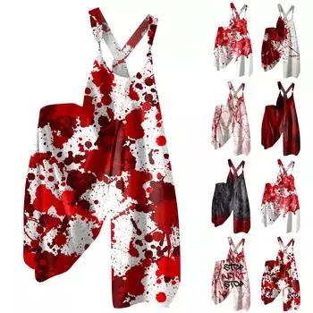 Женские повседневные и модные брюки на бретелях, свободный комбинезон в стиле ретро с принтом и карманами L