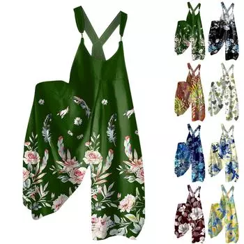 Женские повседневные и модные летние брюки-бретельки со свободными карманами комбинезона L чёрный