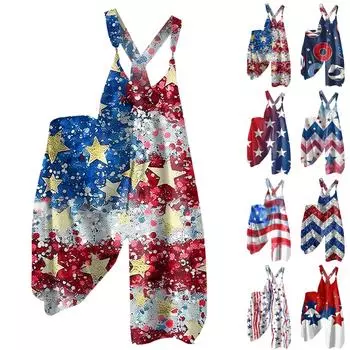 Женские повседневные и модные летние брюки-бретельки со свободными карманами комбинезона L синий