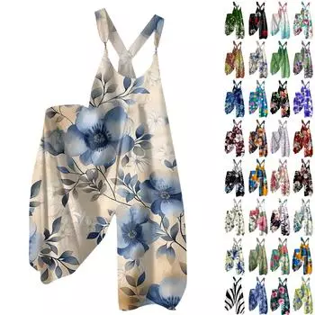 Женские повседневные и модные летние брюки-бретельки со свободными карманами комбинезона L чёрный