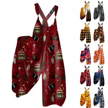 Женские повседневные и модные летние брюки на бретелях, свободный комбинезон в стиле ретро с градиентом и карманами XXL