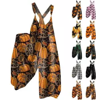 Женские повседневные и модные летние брюки на бретелях, свободный комбинезон в стиле ретро с градиентом и карманами M