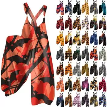 Женские повседневные и модные летние брюки на бретелях, свободный комбинезон в стиле ретро с градиентом и карманами M