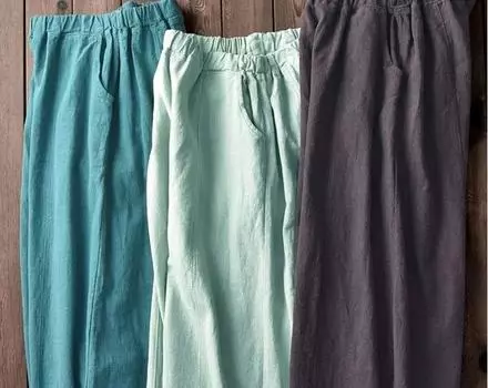 Женские повседневные и удобные свободные брюки из хлопка и льна XXL бежевый