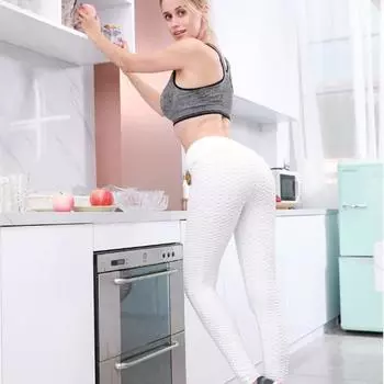 Женские повседневные клетчатые узкие брюки с подтяжкой ягодиц, эластичные спортивные леггинсы для йоги S белый