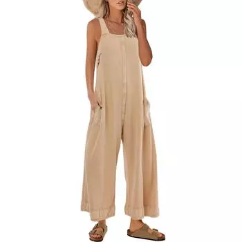 Женские повседневные комбинезоны без рукавов, майка, длинные комбинезоны L хаки