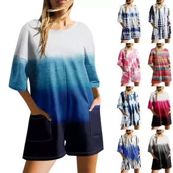 Женские повседневные комбинезоны больших размеров с V-образным вырезом и карманами и короткими рукавами, широкие шорты, комбинезоны XL