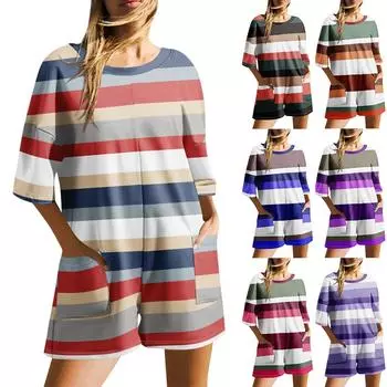 Женские повседневные комбинезоны больших размеров с V-образным вырезом и карманами и короткими рукавами, широкие шорты, комбинезоны L оранжевый