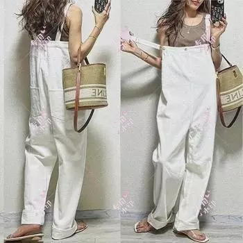 Женские повседневные комбинезоны, брюки, весна/лето 2024 One Size белый