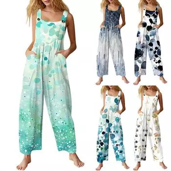 Женские повседневные комбинезоны, комбинезоны с регулируемыми бретелями, летние без рукавов, милые удобные комбинезоны с карманом L