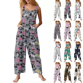 Женские повседневные комбинезоны, комбинезоны с регулируемыми бретелями, летние без рукавов, милые удобные комбинезоны с карманом L