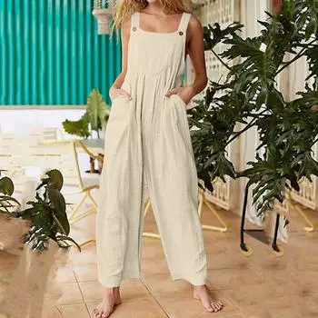 Женские повседневные комбинезоны, комбинезоны с регулируемыми бретелями, летние без рукавов, милые удобные комбинезоны с карманом S чёрный