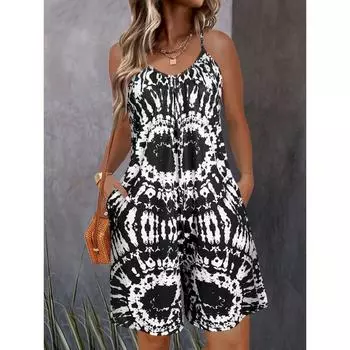 Женские повседневные комбинезоны, летние безрукавки, эластичные шорты, комбинезоны с карманами, короткие комбинезоны с воротником, комбинезоны, комбинезоны для женщин, летний пляжный отдых S чёрный