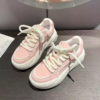 Женские повседневные кроссовки 2024 года, весна-лето, новый модный тренд, толстая подошва, удобные универсальные спортивные кроссовки с высоким каблуком 35 покинуть белый