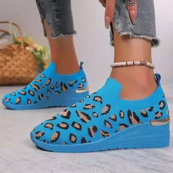 Женские повседневные кроссовки без застежек, дышащие трикотажные сетчатые мокасины, женские, осень 2024 г., туфли на танкетке, прогулочная обувь Zapatos Mujer 37