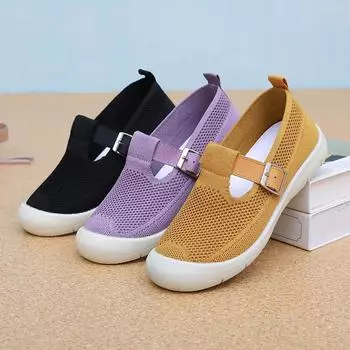 Женские повседневные кроссовки для бега из дышащей трикотажной сетчатой ткани для танцев 35 чёрный