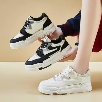 Женские повседневные кроссовки для бега со шнуровкой, удобные кроссовки для ходьбы, нескользящие кроссовки на толстой платформе для тенниса для женщин, спортивная обувь для тренировок на открытом воздухе 35 бежевый