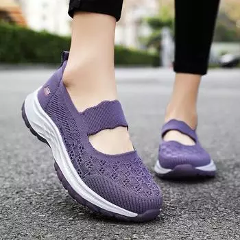 Женские повседневные кроссовки для ходьбы без застежек, весна/лето 2023 г., летающий тканый дизайн 40 светло-серый