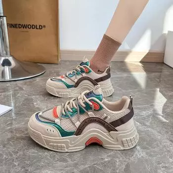 Женские повседневные кроссовки для ходьбы, легкие нескользящие кроссовки на толстой платформе, кроссовки для бега на шнуровке, удобные кроссовки для тенниса для женщин 35 белый