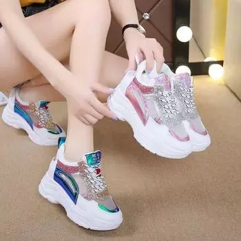 Женские повседневные кроссовки, дышащая сетчатая вулканизированная обувь на шнуровке, женские кроссовки на платформе, женская обувь на танкетке, Zapatos De Mujer 35 розовый