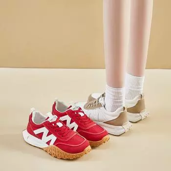 Женские повседневные кроссовки из искусственной кожи со шнуровкой, нескользящие, удобные, для тренировок, теннисные кроссовки для женщин, спортивные кроссовки на платформе 35