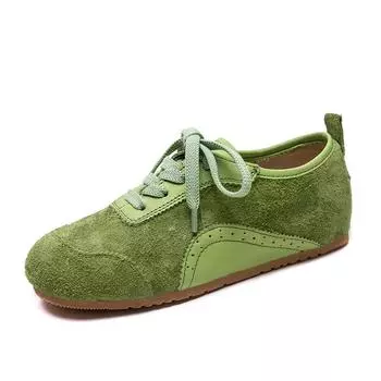 Женские повседневные кроссовки из натуральной кожи, замшевые, дышащие, легкие туфли в винтажном стиле 35 зелёный
