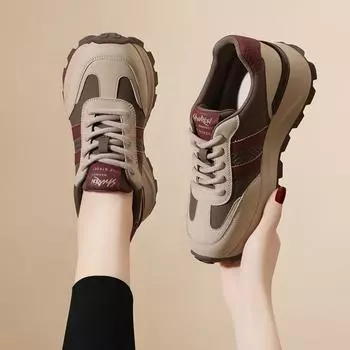 Женские повседневные кроссовки из натуральной кожи 2024 года, увеличивающие рост — дышащие, с мягкой подошвой, универсальные и удобные. Обувь Forrest Gump 40