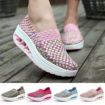 Женские повседневные кроссовки Lady Shake для фитнеса, спортивная обувь, дышащая сетчатая обувь без шнуровки, большие размеры 40 синий