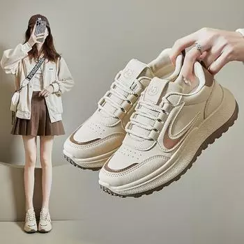 Женские повседневные кроссовки, легкие нескользящие кроссовки на шнуровке, модные спортивные прогулочные туфли из искусственной кожи для женщин, удобные кроссовки 35